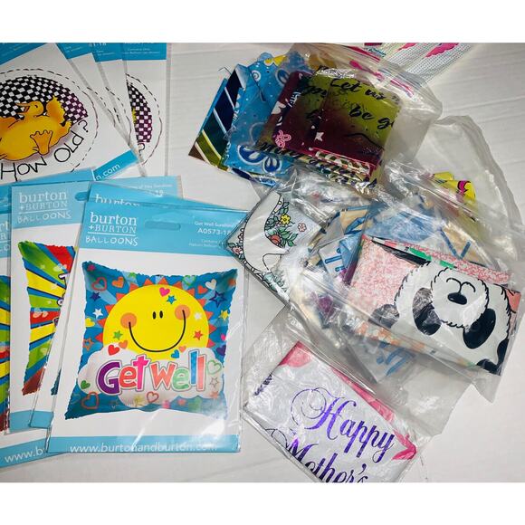 Big Lot of 55 Mylar Balloons Assorted Themes Disney Boy Girl Get Well Mickey NOS - Picture 5 of 11